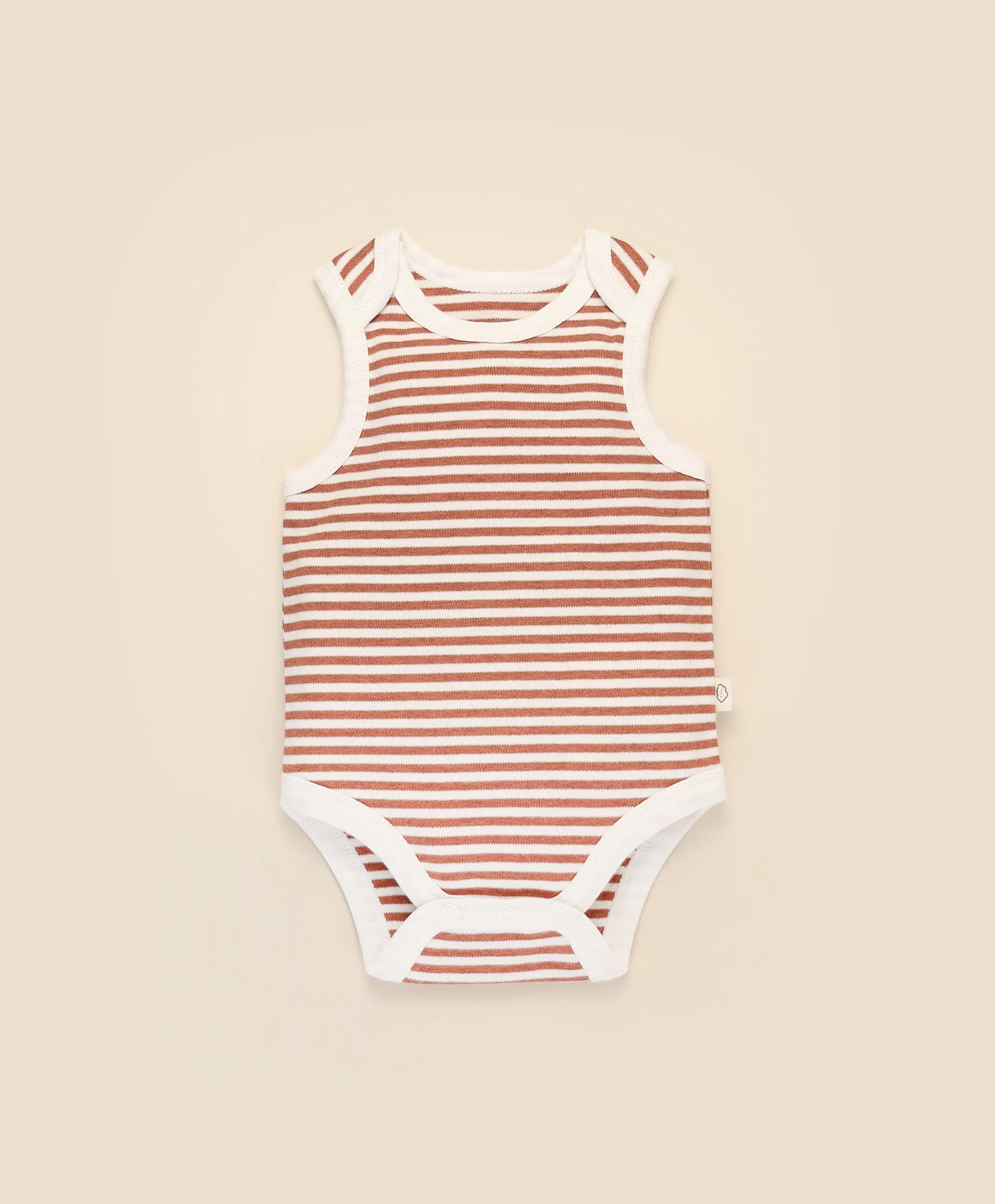 Comfy baby singlet bodysuit - Chestnut stripes