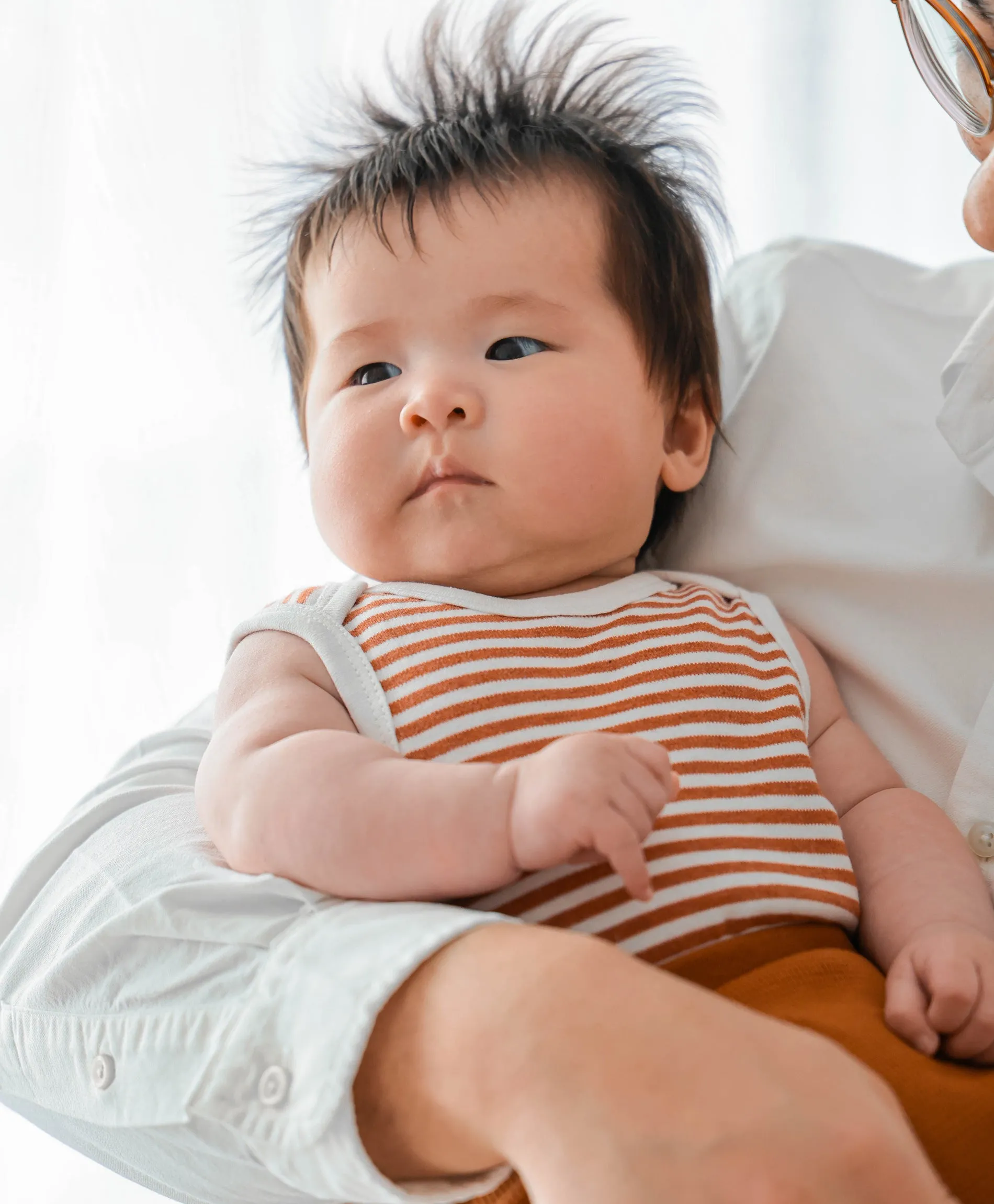 Comfy baby singlet bodysuit - Chestnut stripes