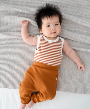 Comfy baby singlet bodysuit - Chestnut stripes