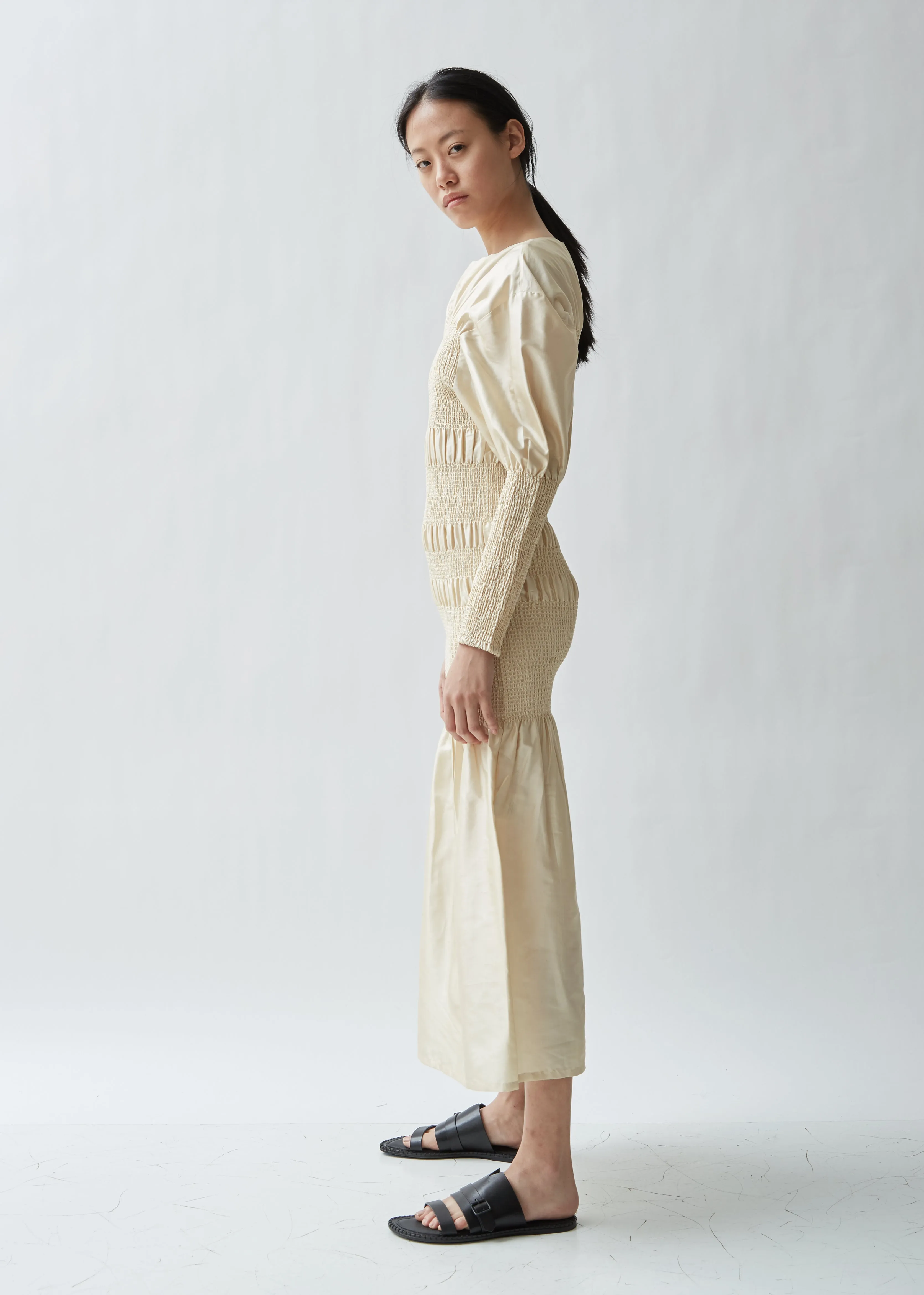 Coripe Smocked Silk Dress