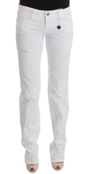 Costume National Chic Slim Fit White Cotton Jeans