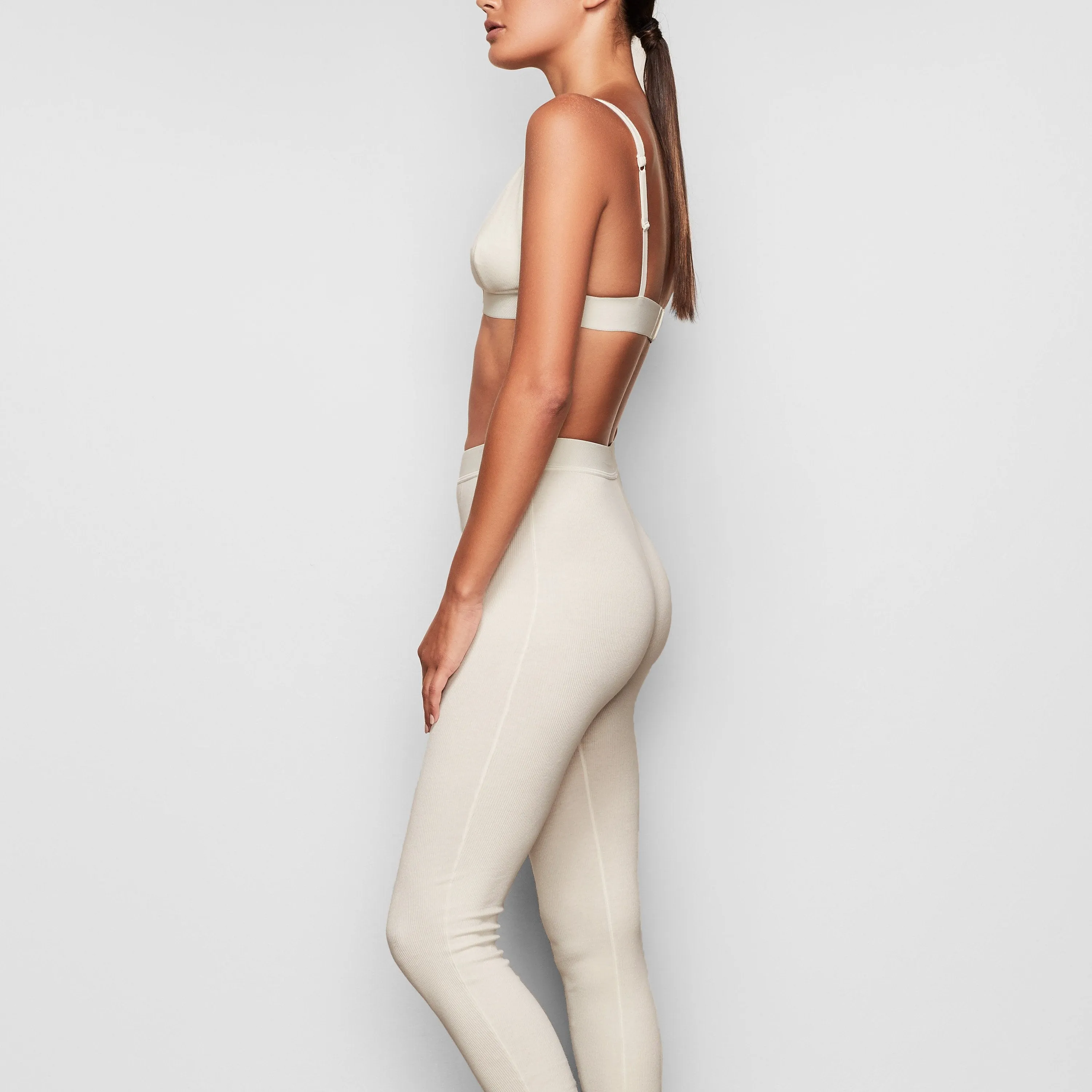 COTTON RIB THERMAL LEGGING | BONE
