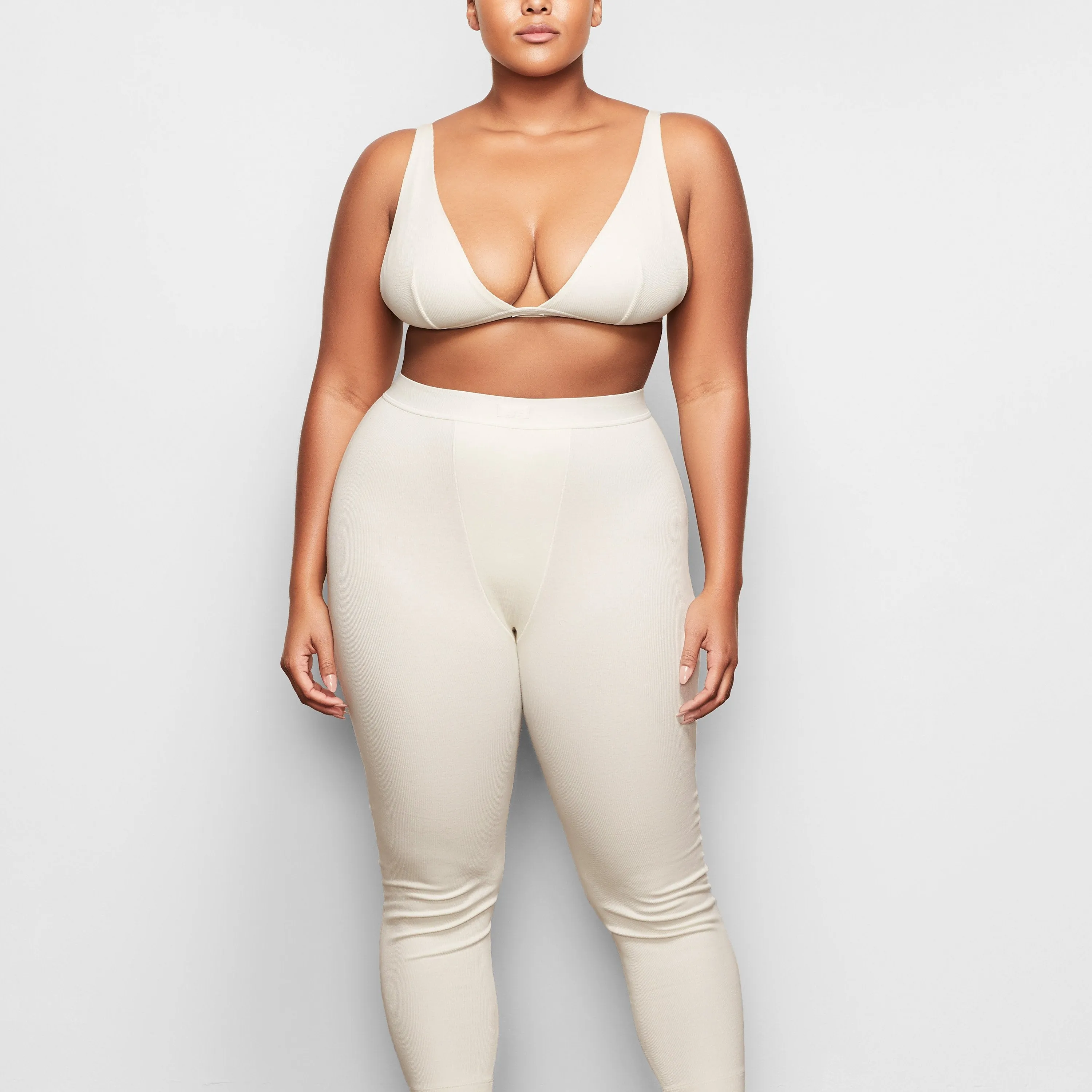 COTTON RIB THERMAL LEGGING | BONE
