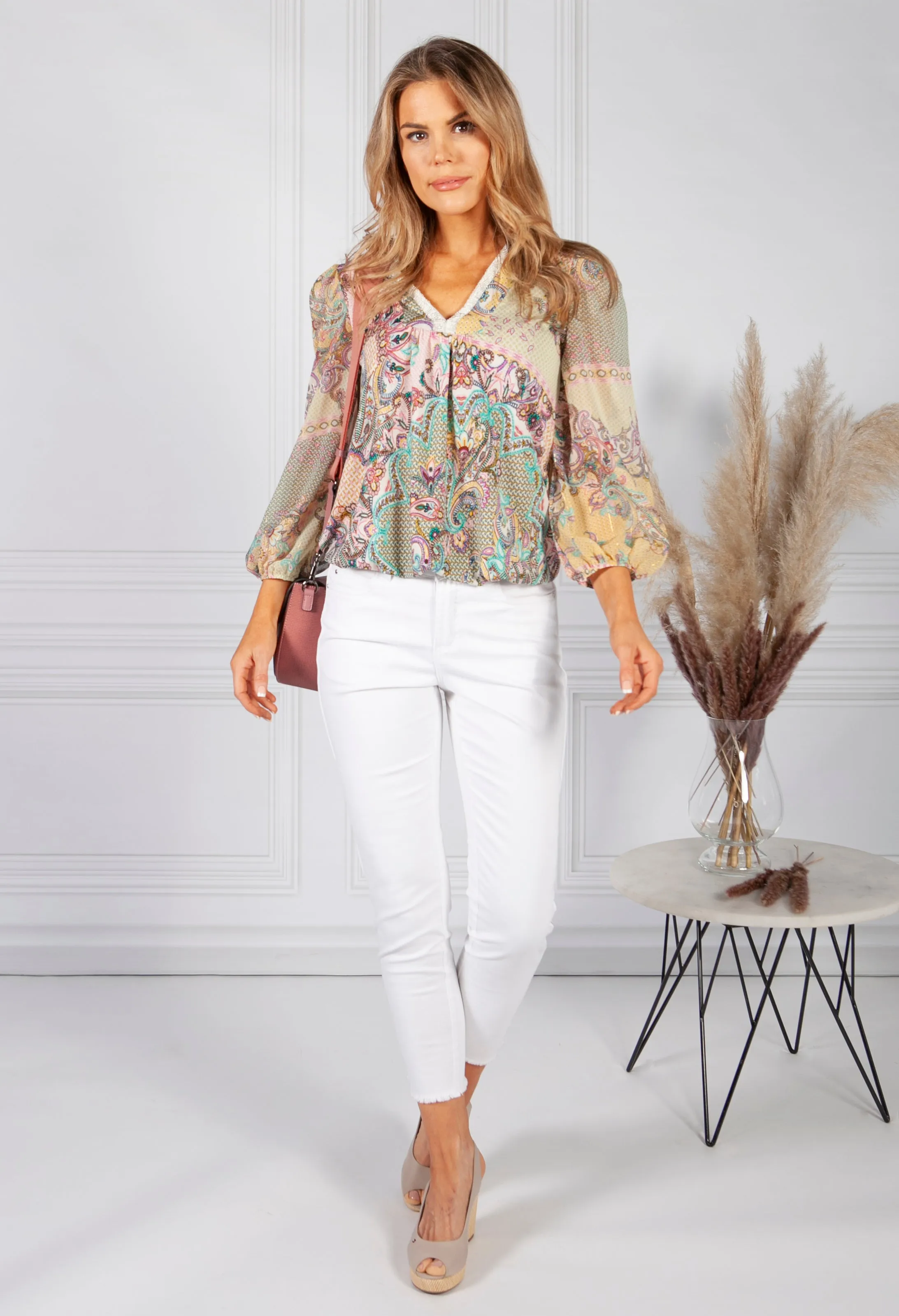 Dusted Pink Paisley Print Blouse