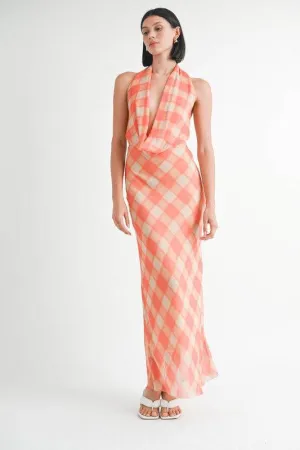 Emory Park Halter Maxi Satin Dress With Open Back