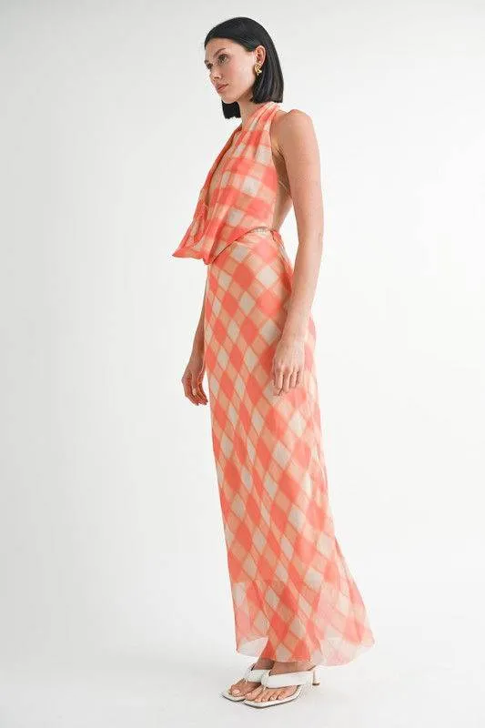 Emory Park Halter Maxi Satin Dress With Open Back