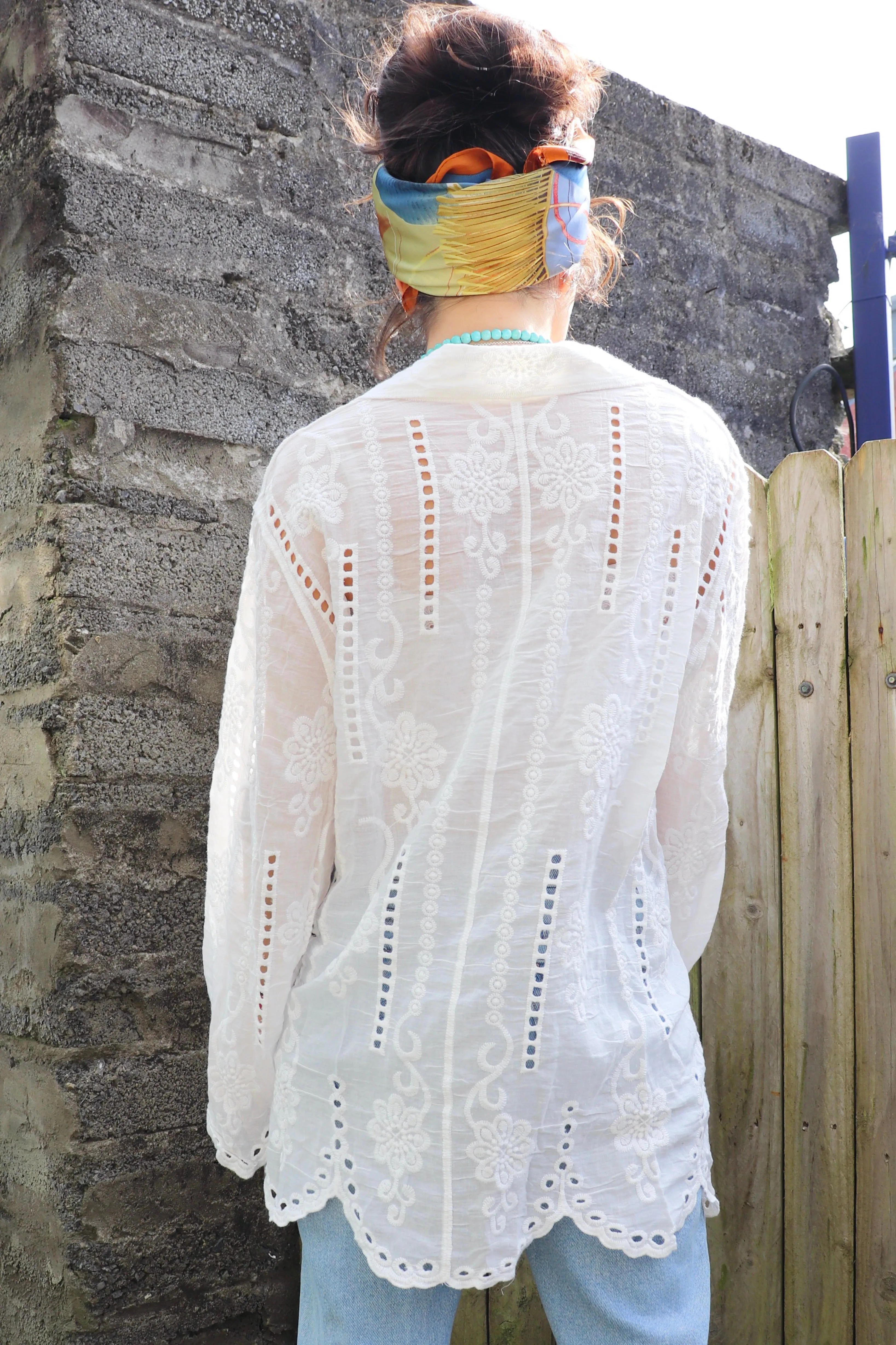 Floral broderie shirt
