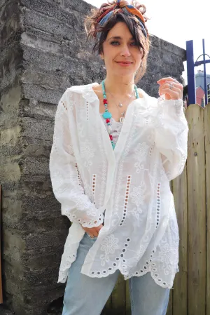 Floral broderie shirt