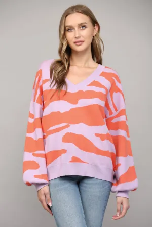 Funky Tiger V Neck Sweater