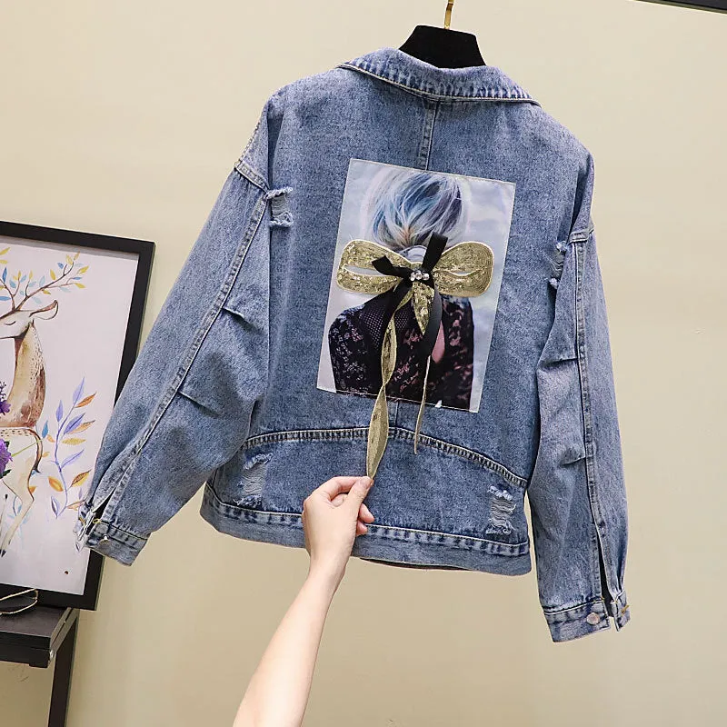Glamzlife's Ripped Sequined Denim Jacket