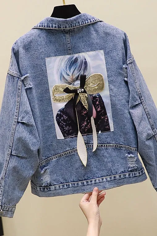 Glamzlife's Ripped Sequined Denim Jacket