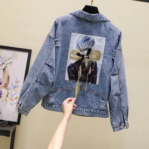 Glamzlife's Ripped Sequined Denim Jacket