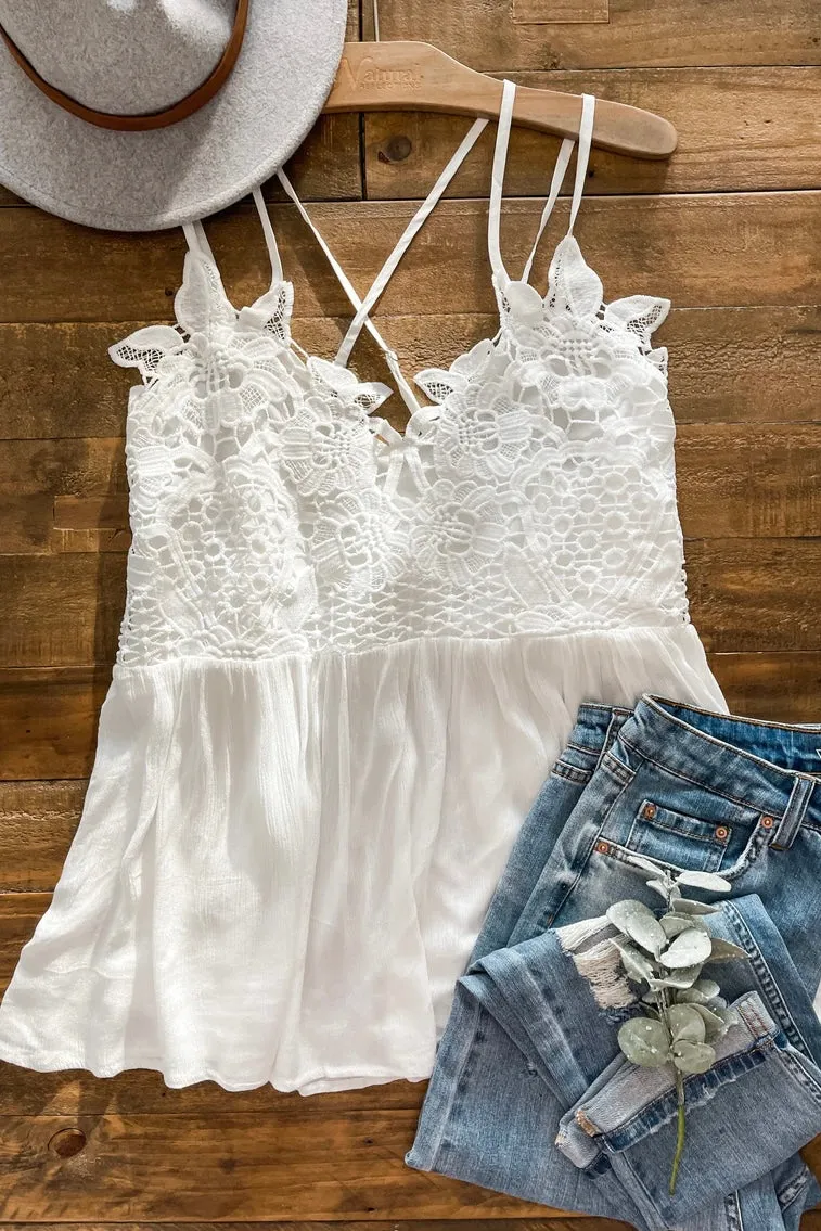 Grace Lace Tank in White