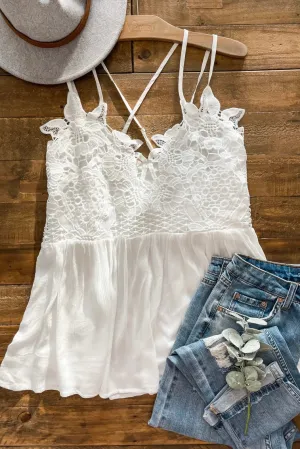Grace Lace Tank in White