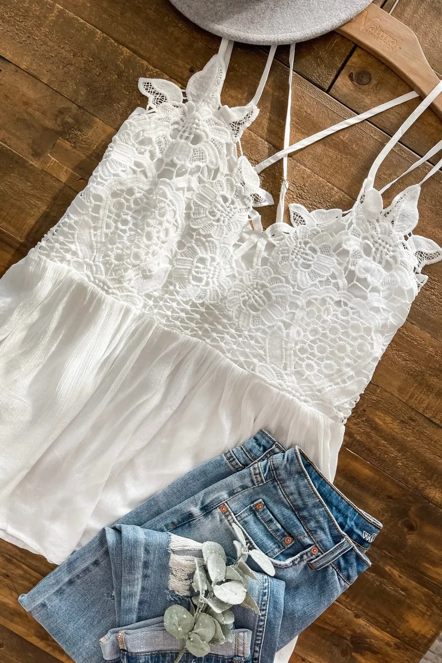 Grace Lace Tank in White