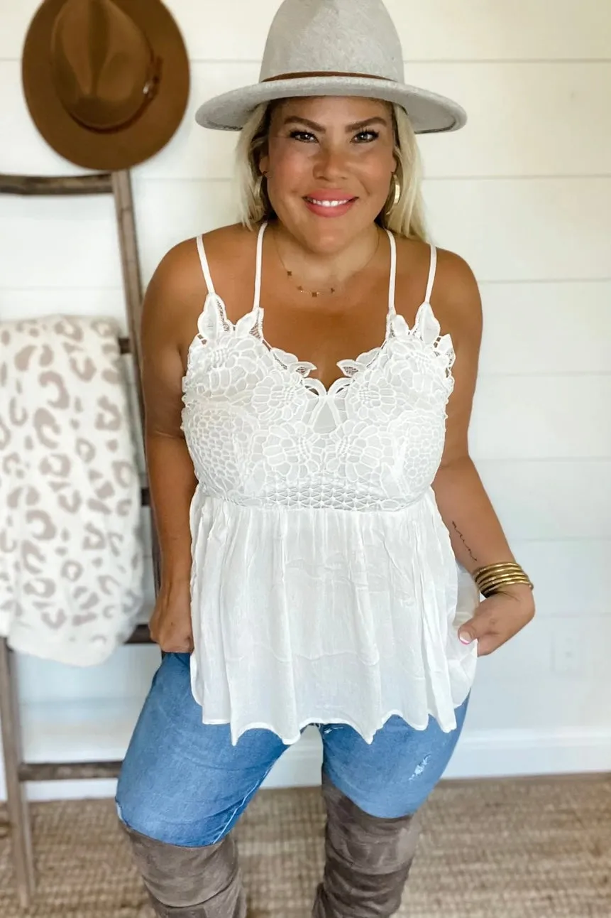 Grace Lace Tank in White