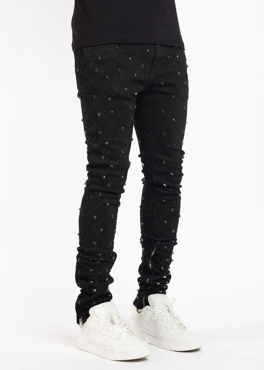 Guapi All Black Embellished V2 Denim Jeans