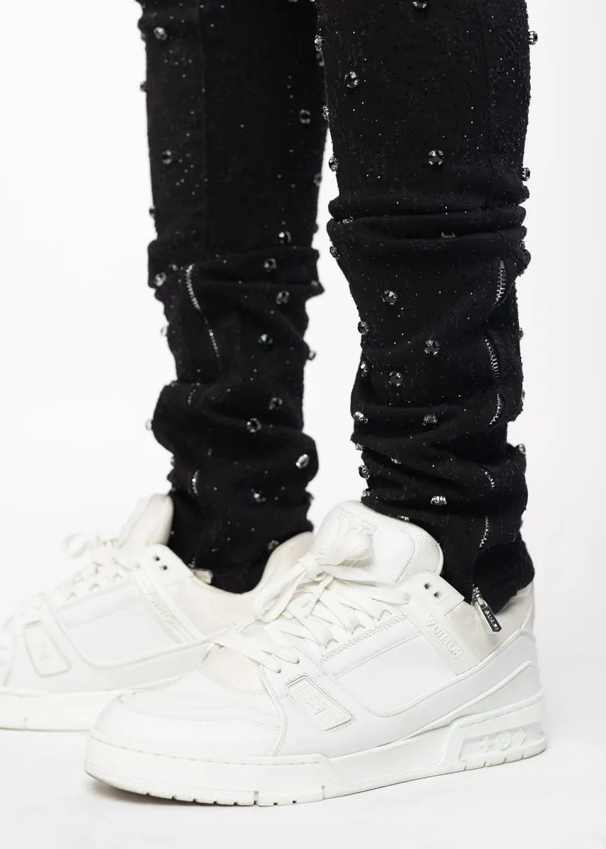 Guapi All Black Embellished V2 Denim Jeans