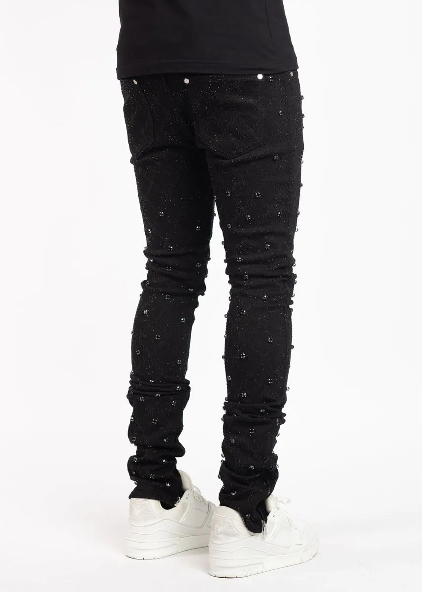 Guapi All Black Embellished V2 Denim Jeans