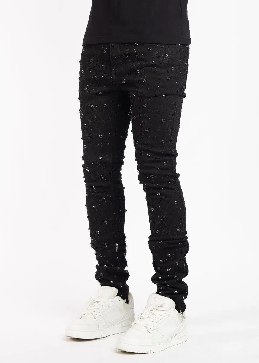 Guapi All Black Embellished V2 Denim Jeans