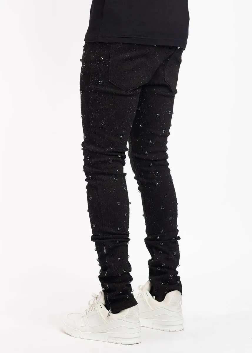 Guapi All Black Embellished V2 Denim Jeans