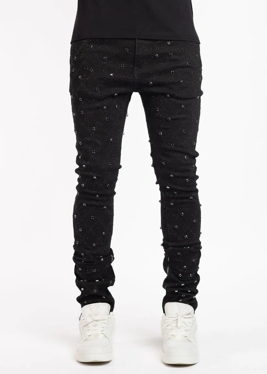 Guapi All Black Embellished V2 Denim Jeans