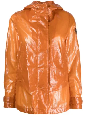 high-shine logo-patch jacket