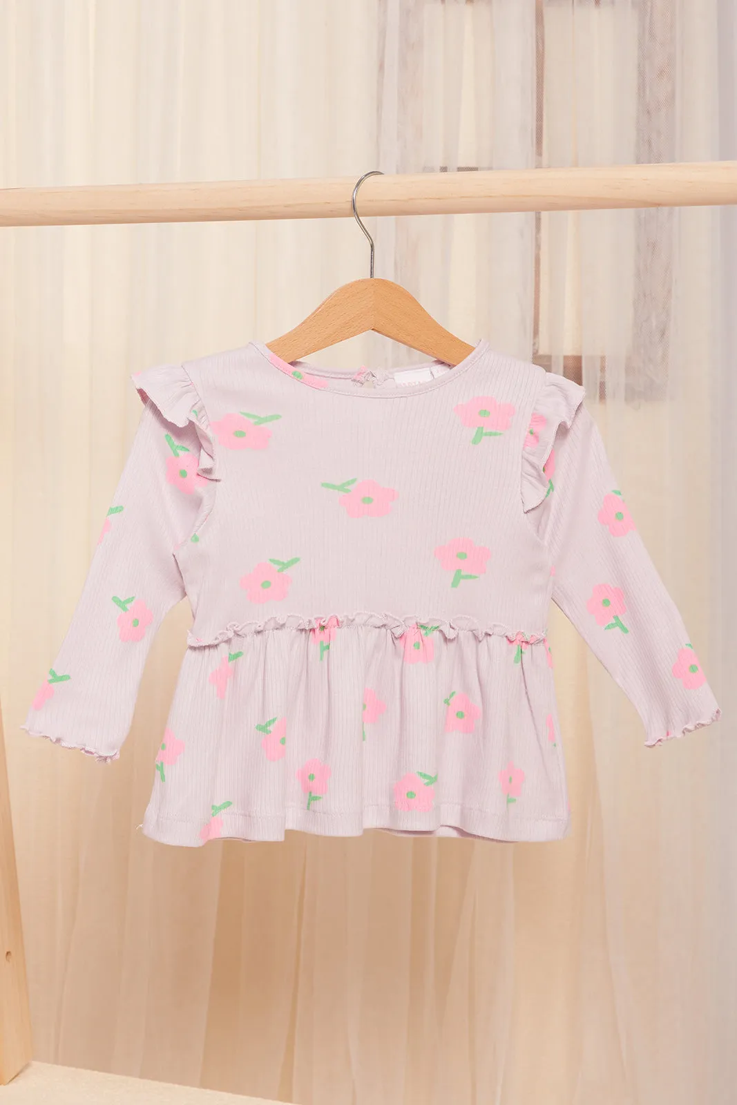 Infant Girls Lilac Floral Print Set (2 Piece)