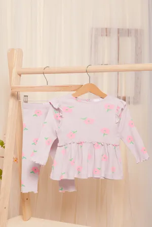 Infant Girls Lilac Floral Print Set (2 Piece)