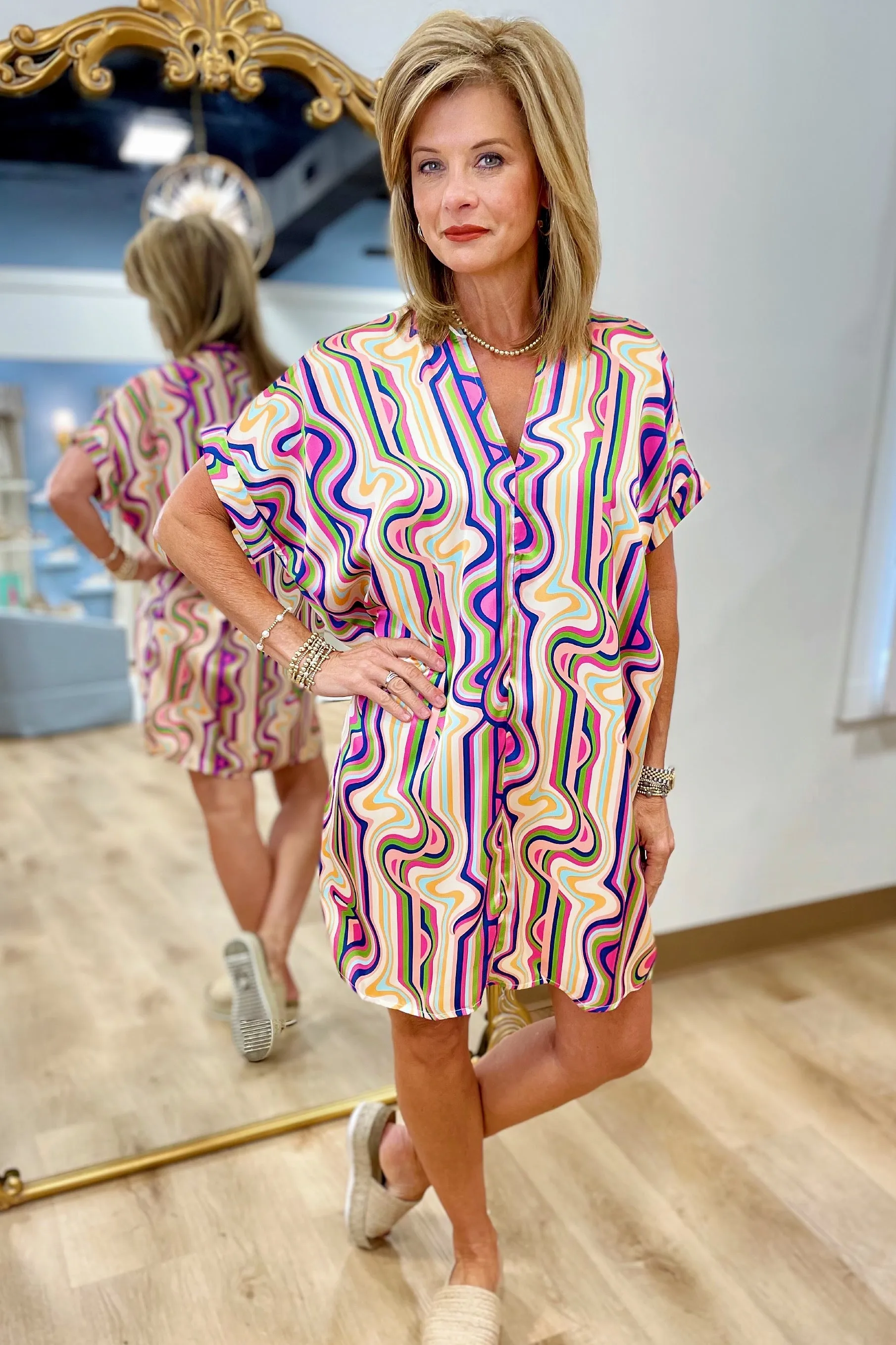 Karlie V Neck Signature Dress Multi