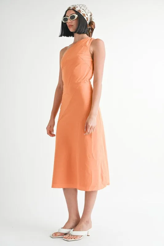 kesley ONE SHOULDER MID LINEN DRESS