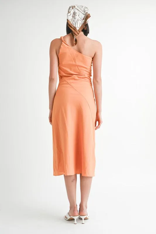 kesley ONE SHOULDER MID LINEN DRESS