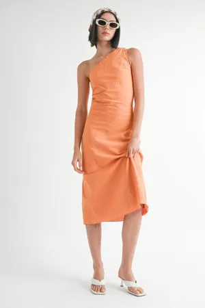 kesley ONE SHOULDER MID LINEN DRESS