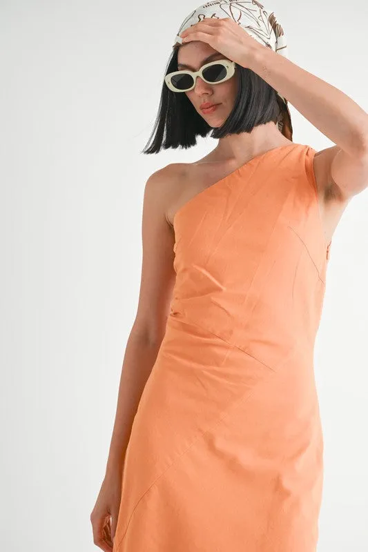 kesley ONE SHOULDER MID LINEN DRESS