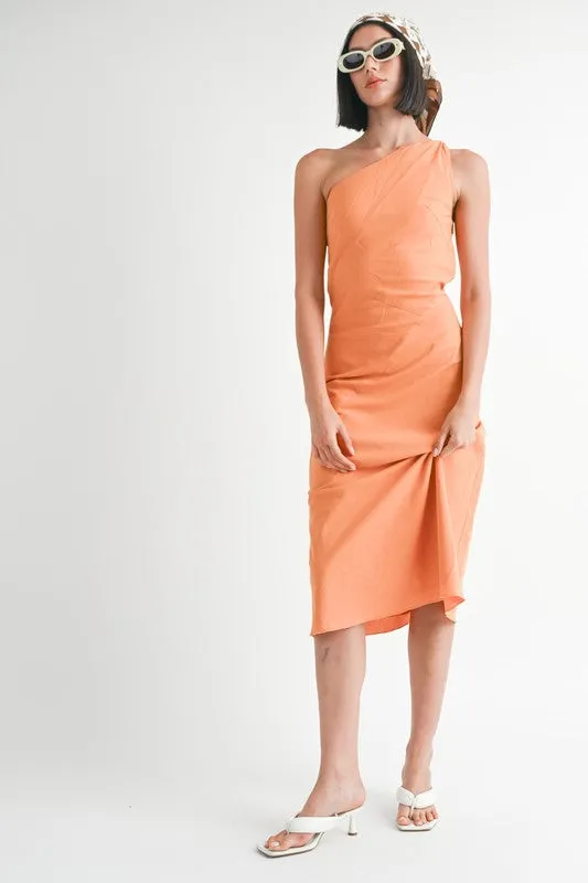 kesley ONE SHOULDER MID LINEN DRESS