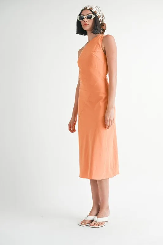kesley ONE SHOULDER MID LINEN DRESS