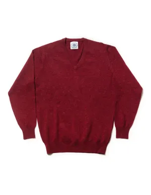 LAMBSWOOL GEELONG V NECK SWEATER - RED