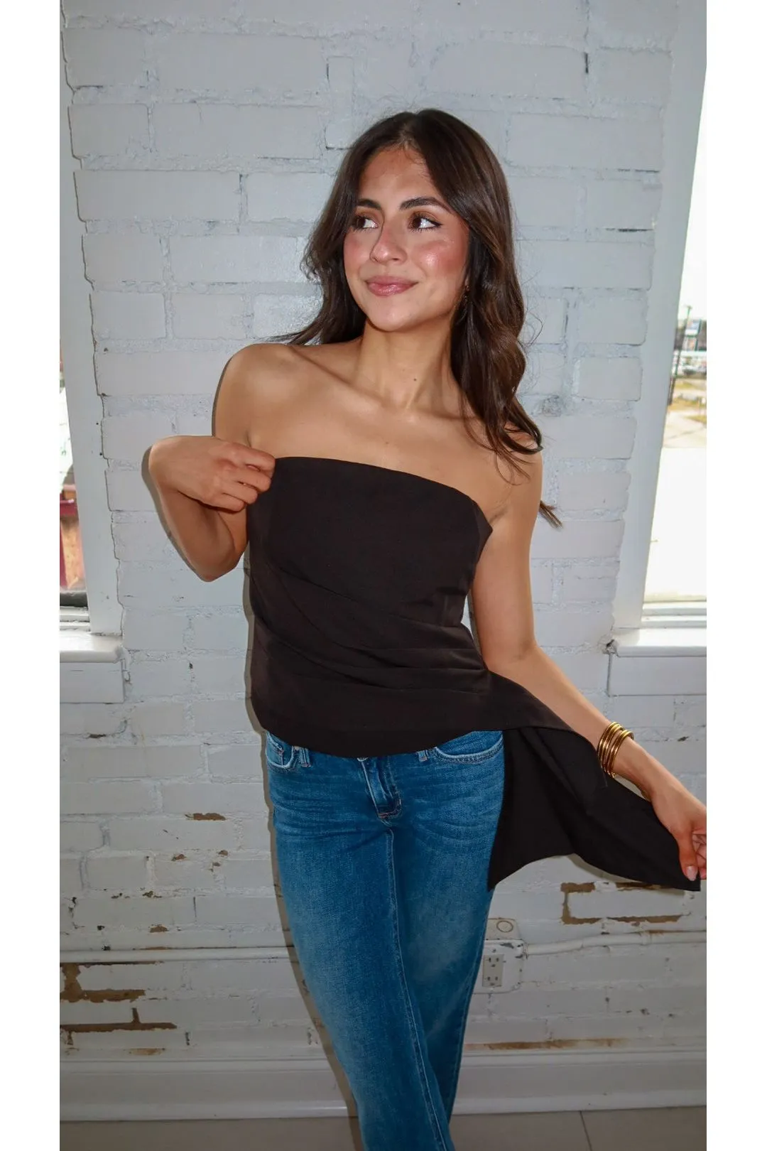 Lana Draped Strapless Top