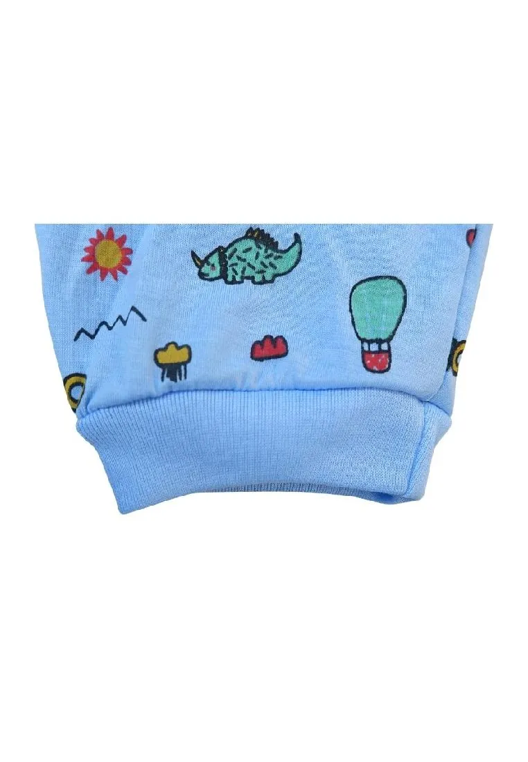 Landmark 2 in 1 Pajama Pants Band Dinosaur,Sun and Football, Sports - Blue/Light Yellow
