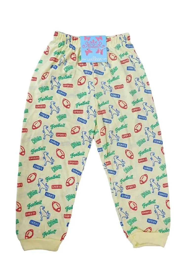 Landmark 2 in 1 Pajama Pants Band Dinosaur,Sun and Football, Sports - Blue/Light Yellow