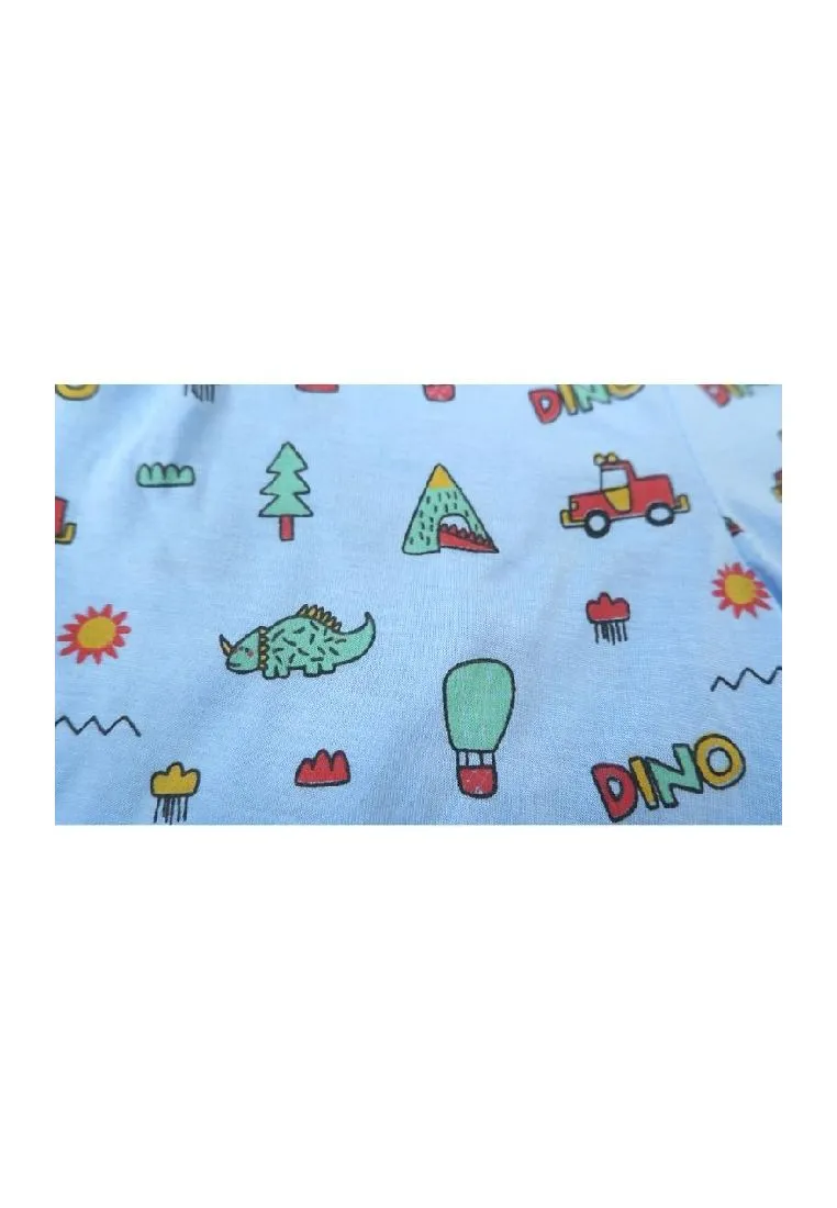 Landmark 2 in 1 Pajama Pants Band Dinosaur,Sun and Football, Sports - Blue/Light Yellow