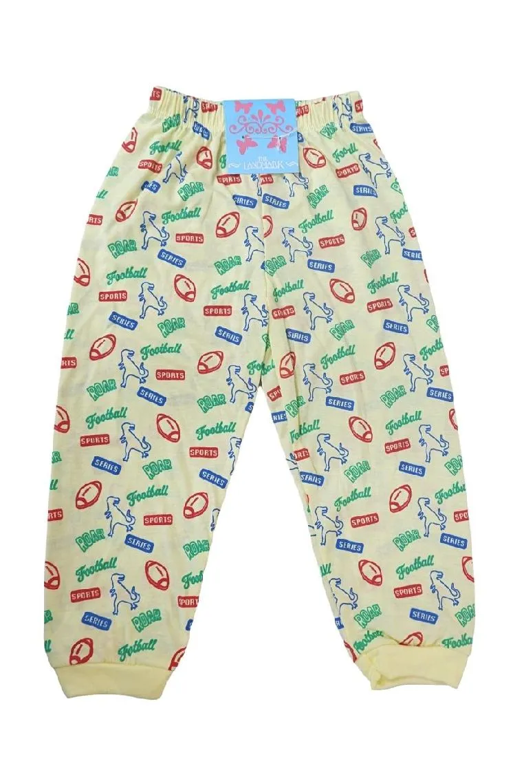 Landmark 2 in 1 Pajama Pants Band Dinosaur,Sun and Football, Sports - Blue/Light Yellow