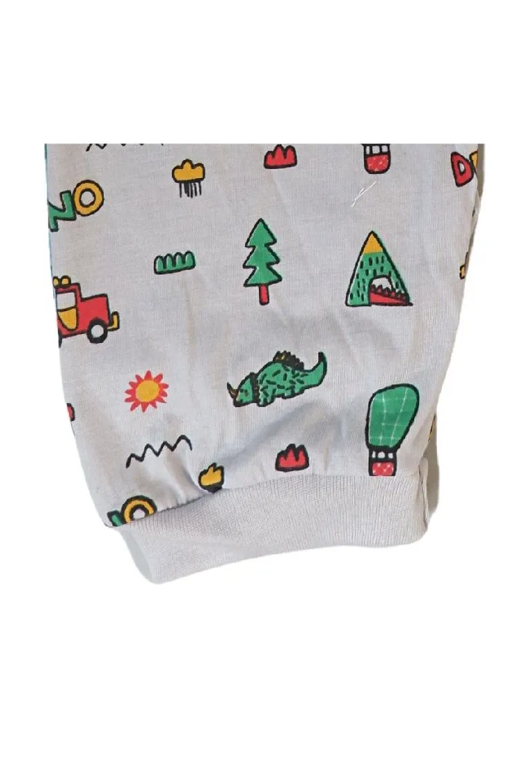 Landmark 2 in 1 Pajama Pants Band Dinosaur,Sun and Football, Sports - Light Gray/Dark Blue