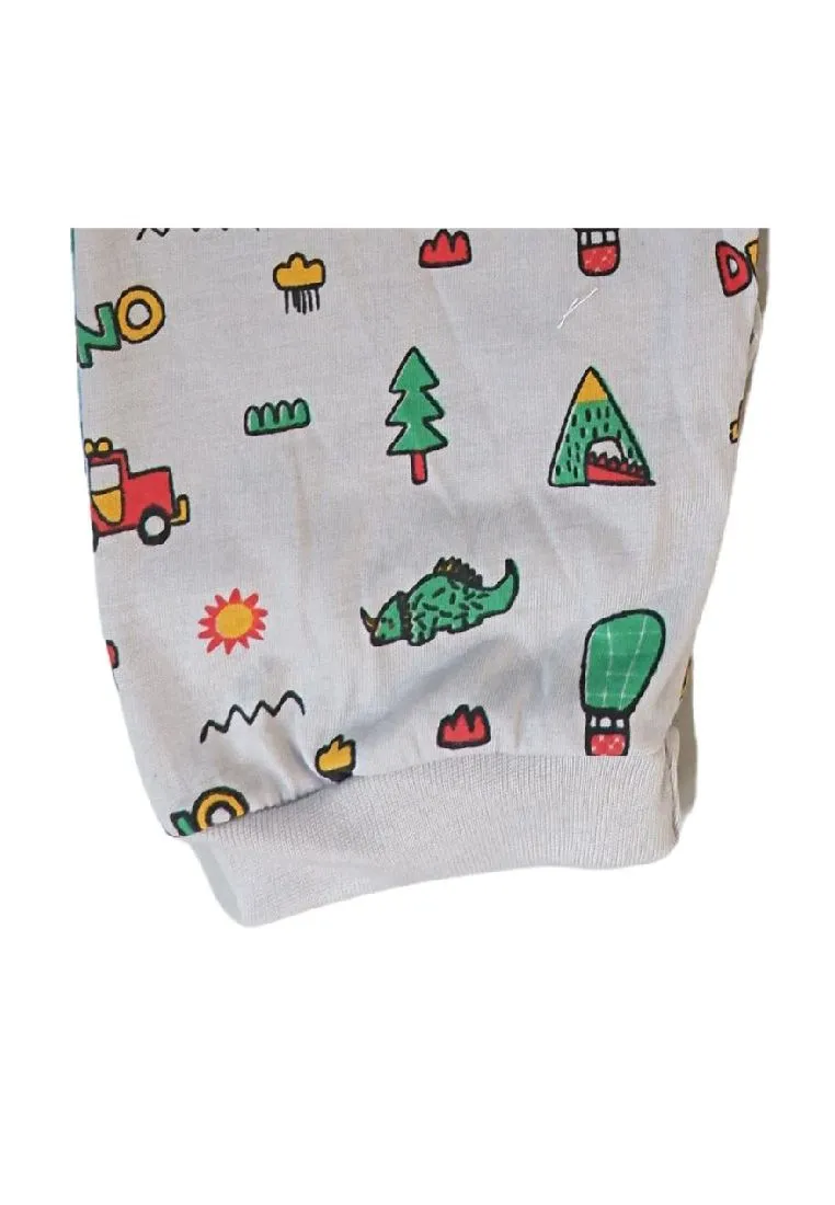 Landmark 2 in 1 Pajama Pants Band Dinosaur,Sun and Football, Sports - Light Gray/Dark Blue
