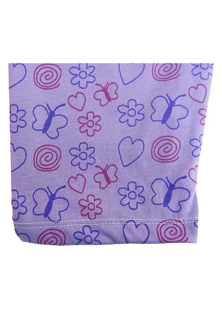 Landmark Pajama Pants Butterfly, Flower and Heart 2 in 1 - Lilac/Pink
