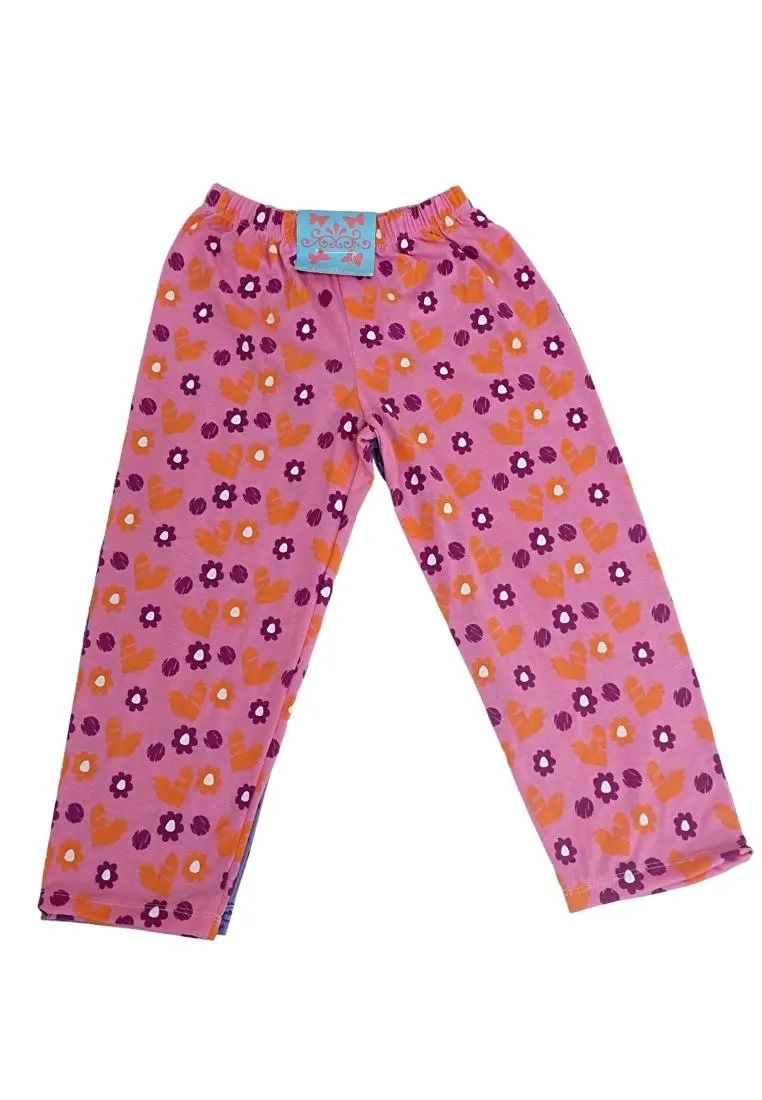 Landmark Pajama Pants Butterfly, Flower and Heart 2 in 1 - Lilac/Pink