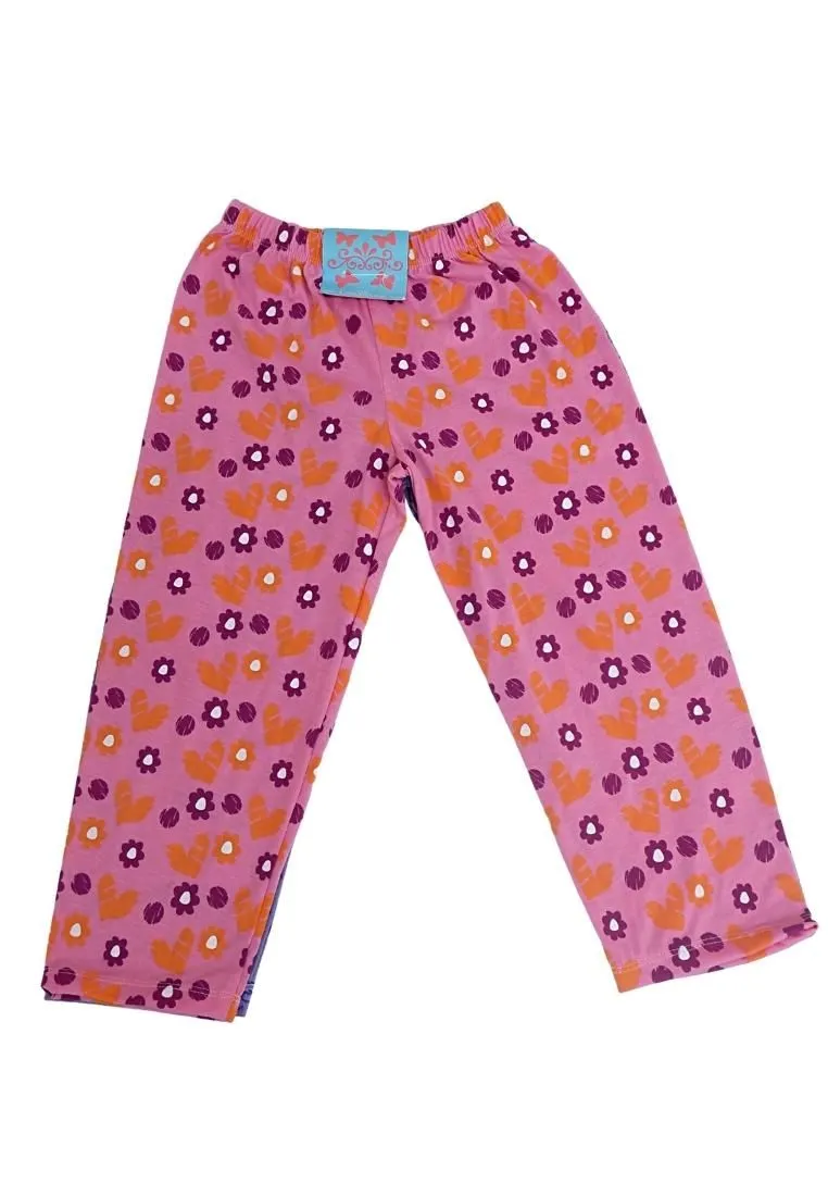 Landmark Pajama Pants Butterfly, Flower and Heart 2 in 1 - Lilac/Pink