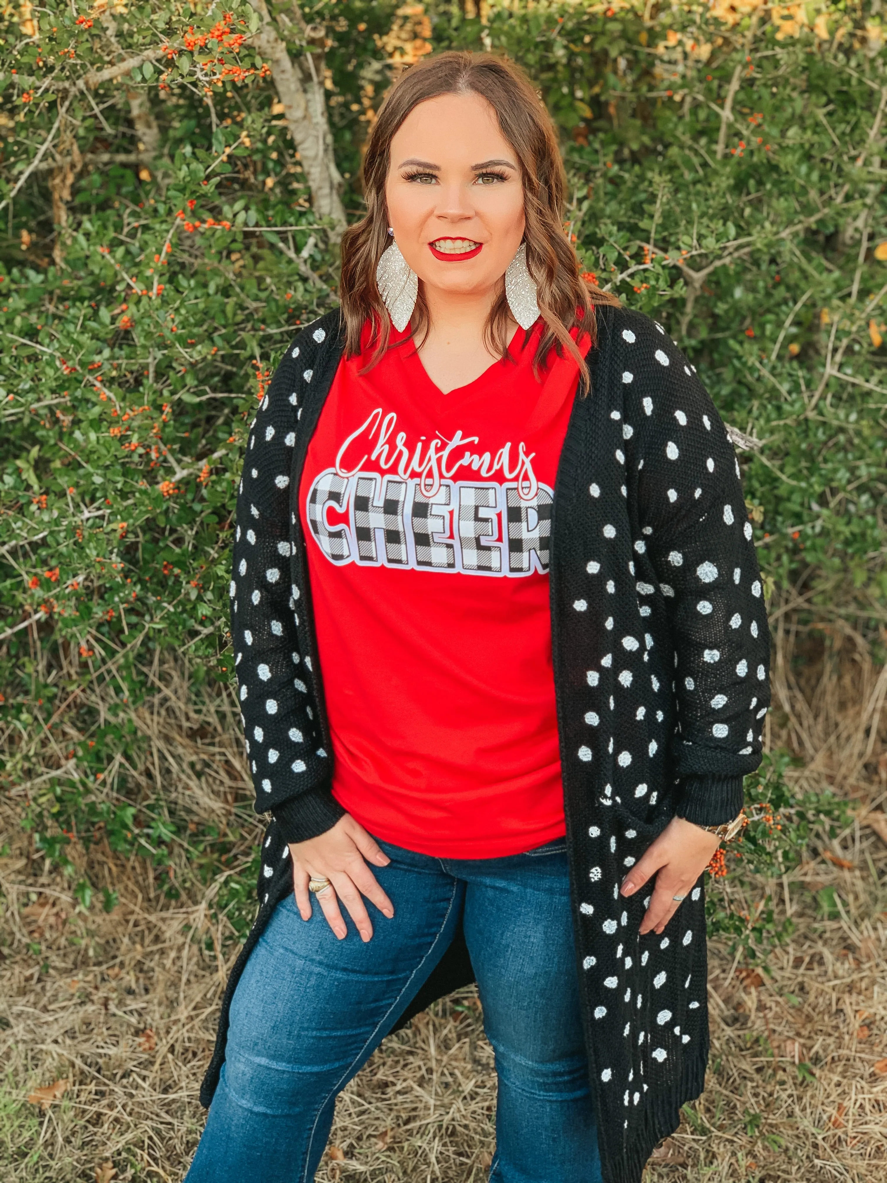 Last Chance Size Small & Medium | Christmas Cheer Short Sleeve Graphic Tee in Red