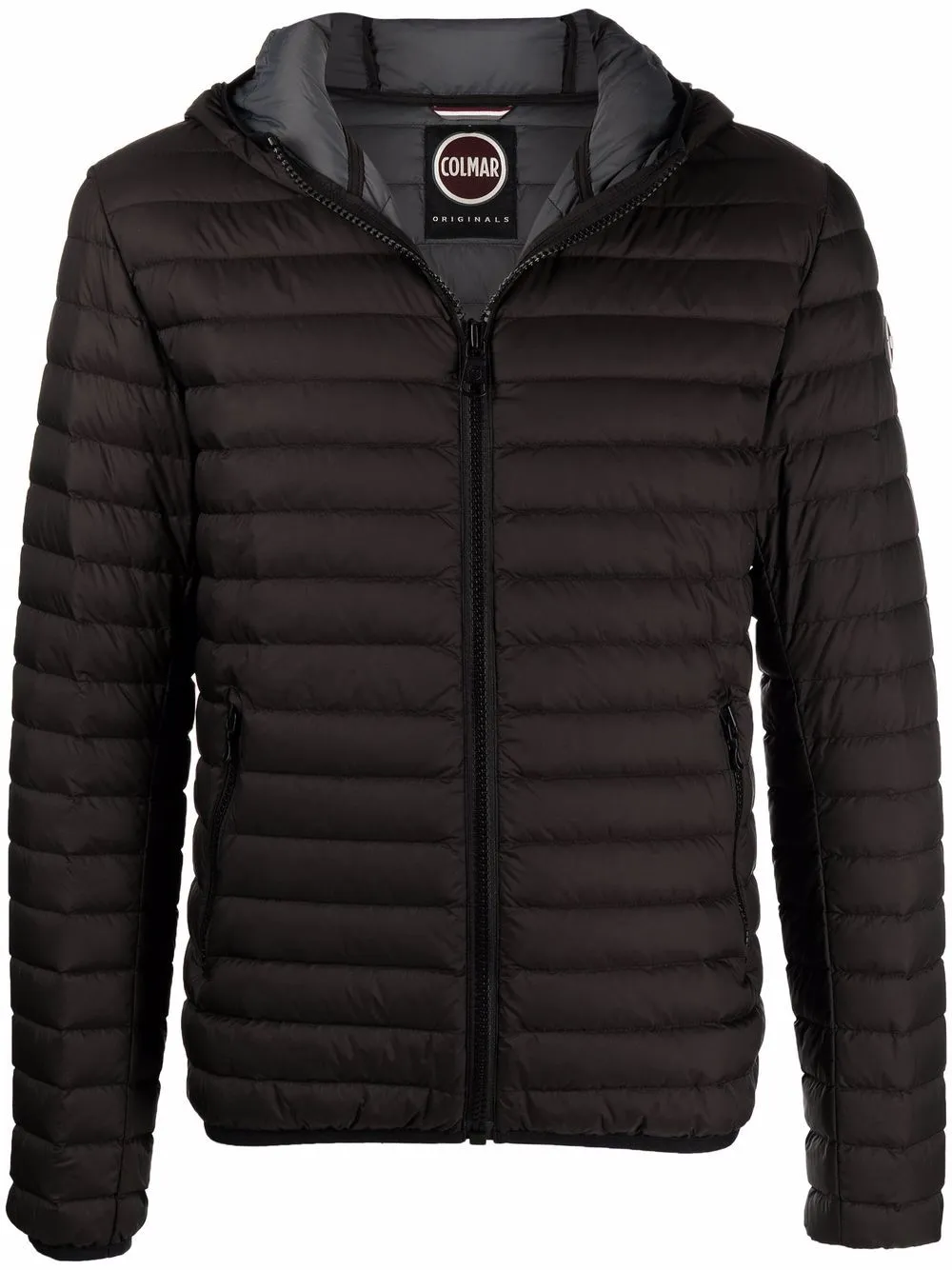 logo patch hooded puffer
