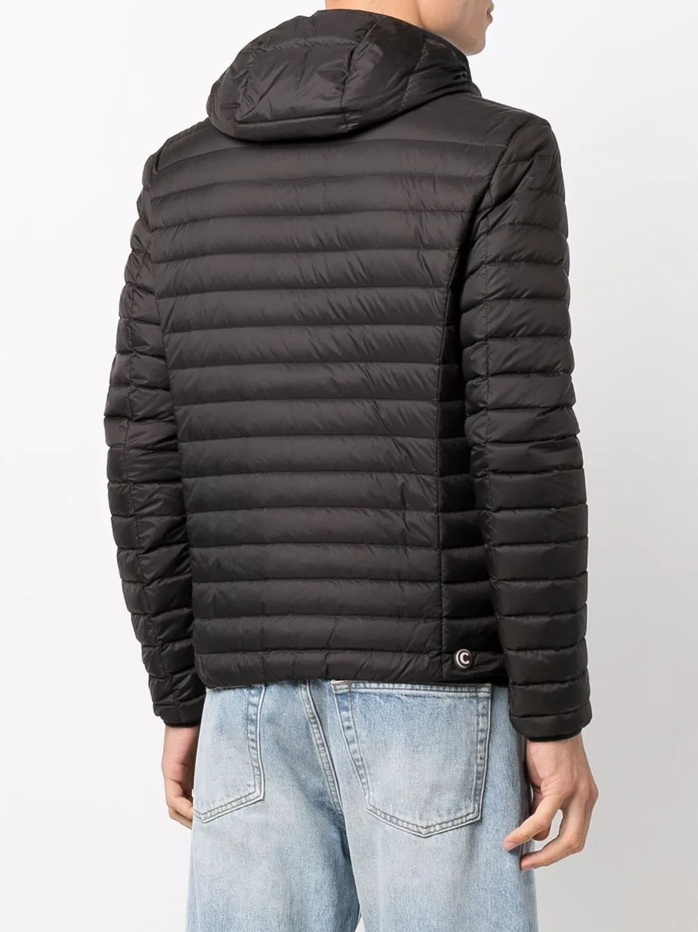logo patch hooded puffer